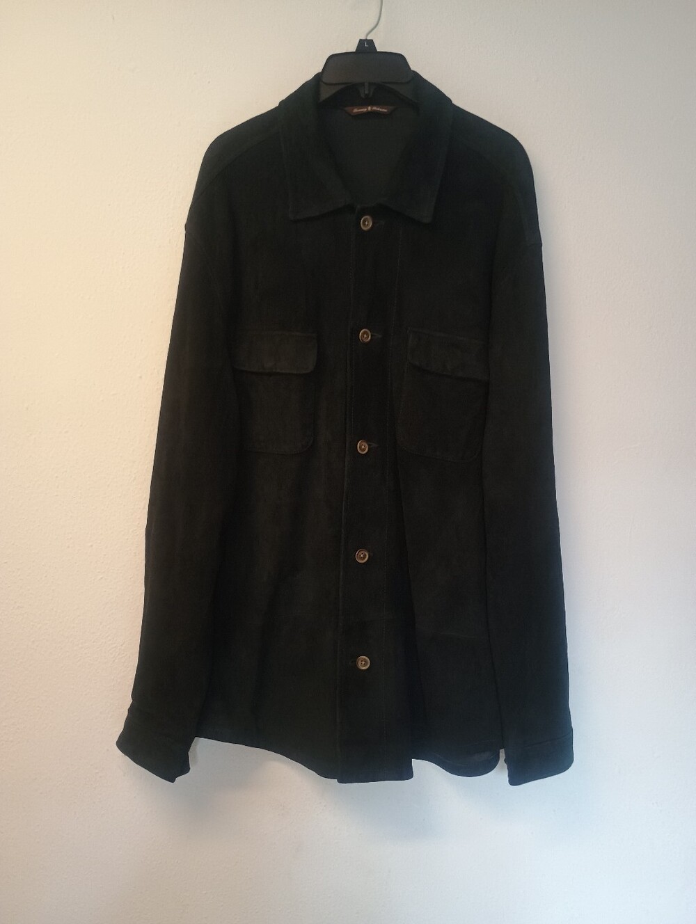 Vintage Tommy Bahama Black Suede Leather Shirt Jacket Shacket Mens XL